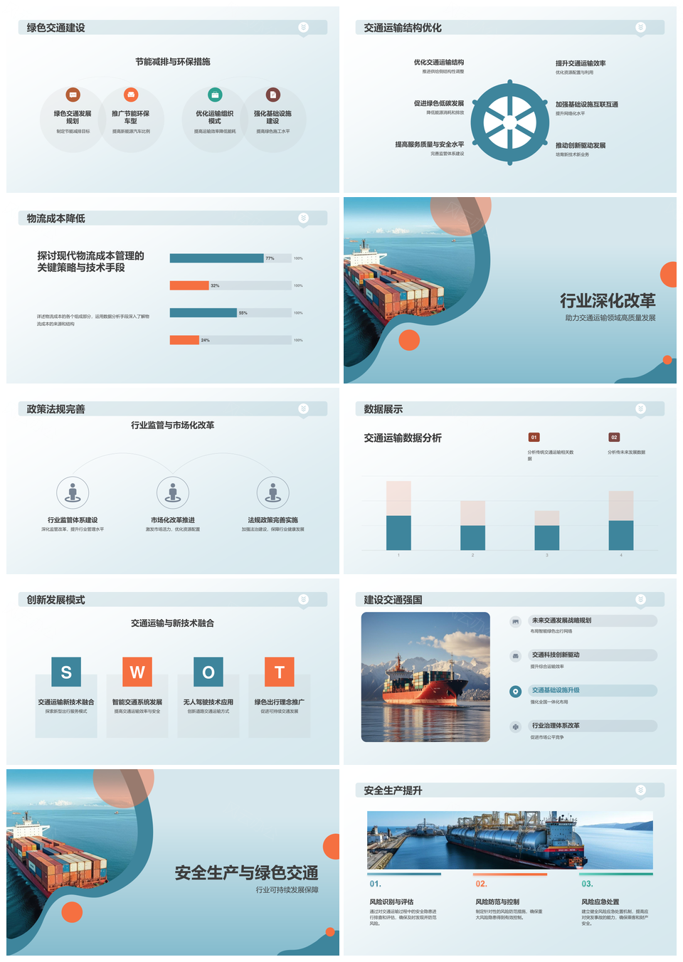 海运货运货船集装箱码头服务质量年终总结PPT模板