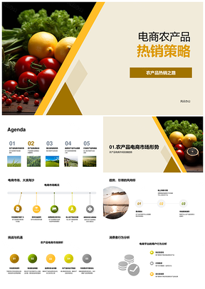 电商农产品热销策略市场趋势质量品牌营销物流PPT模板