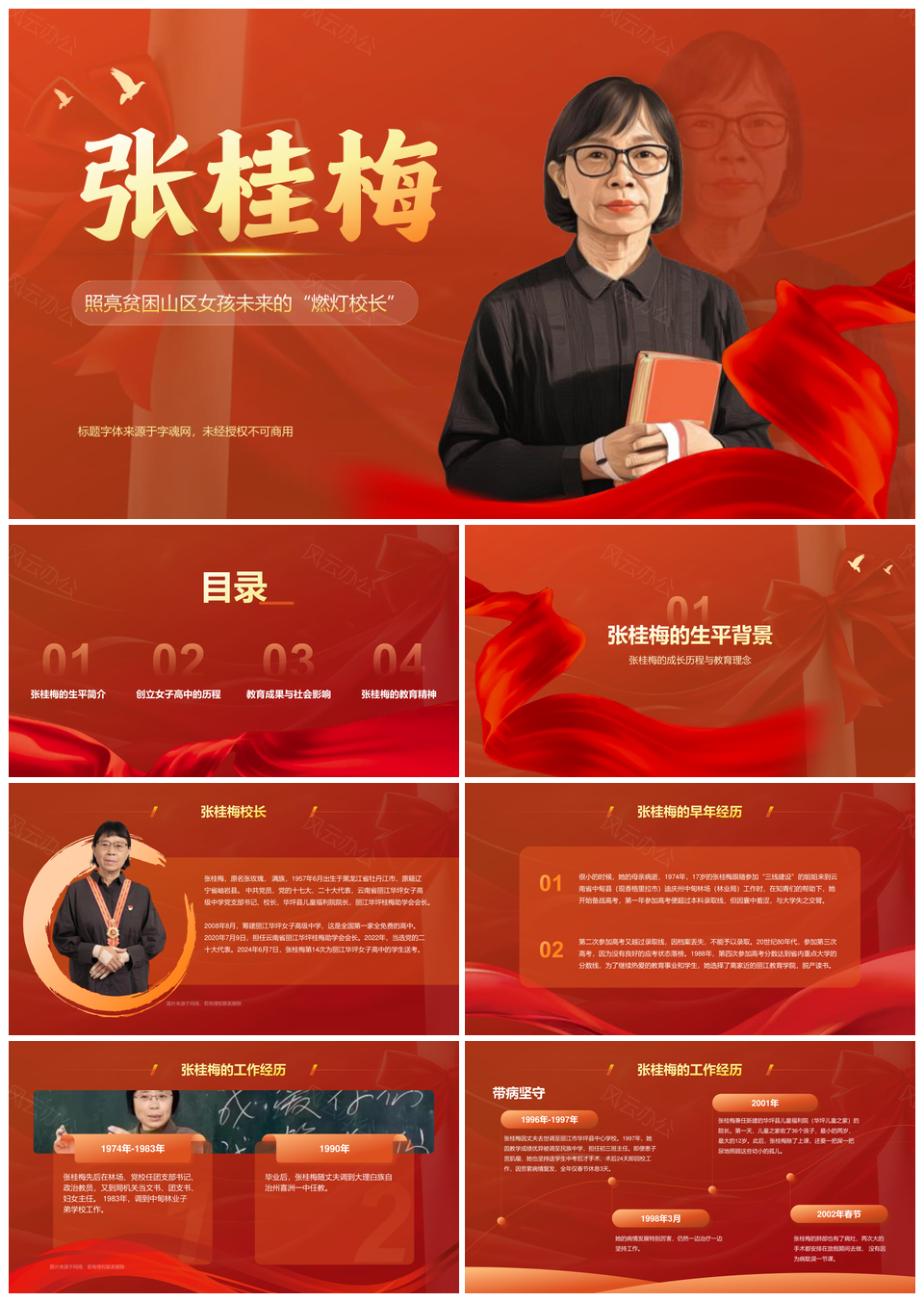教育家张桂梅山区育才助梦女性成长PPT模板
