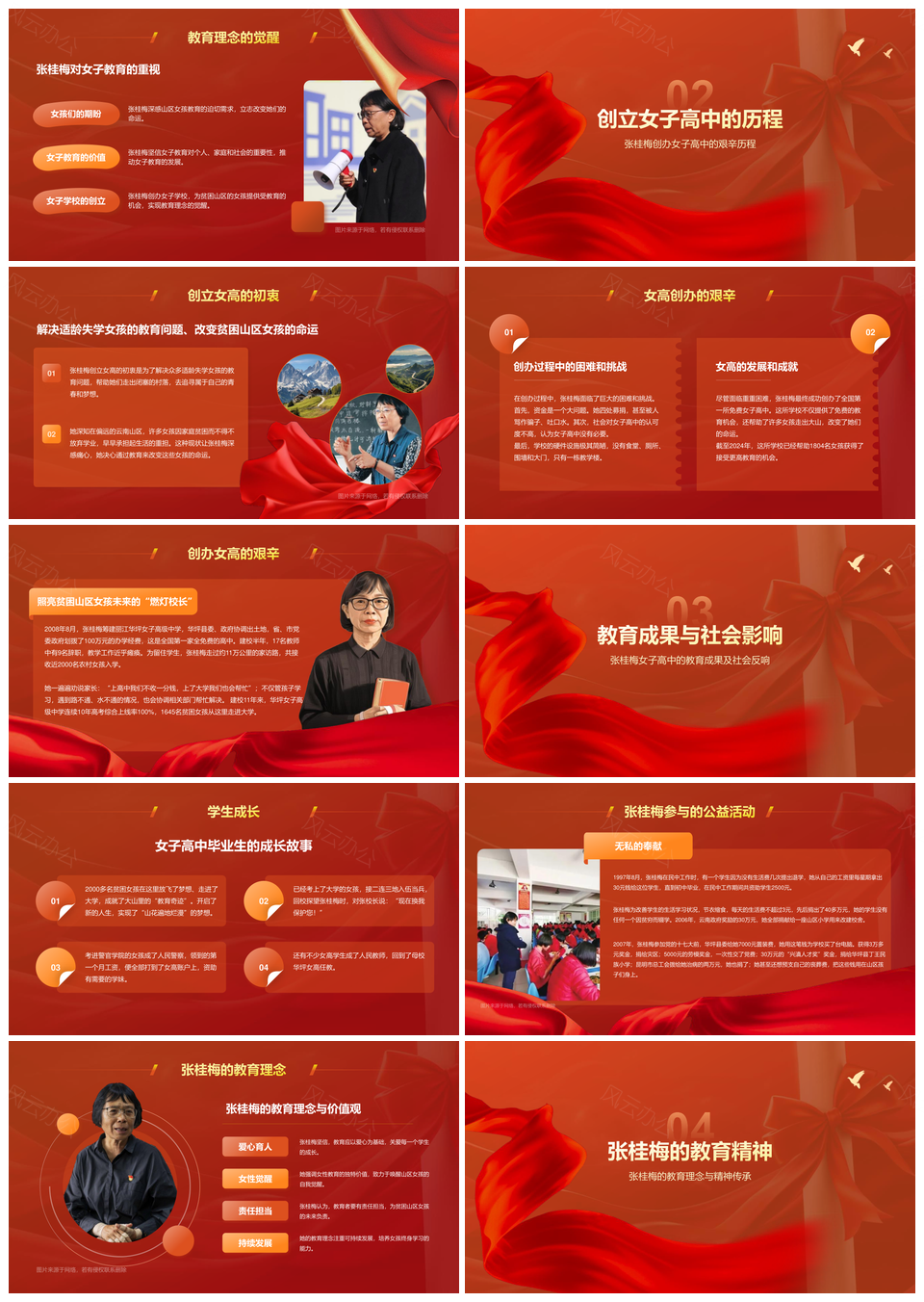 教育家张桂梅山区育才助梦女性成长PPT模板