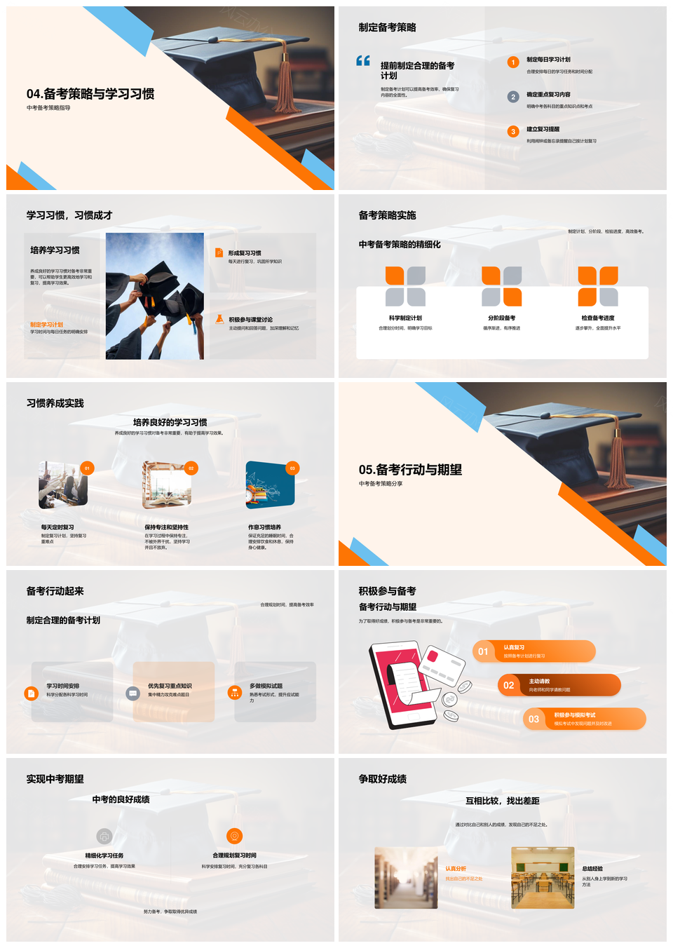 初三中考全攻略高效备考策略心态作息PPT模板