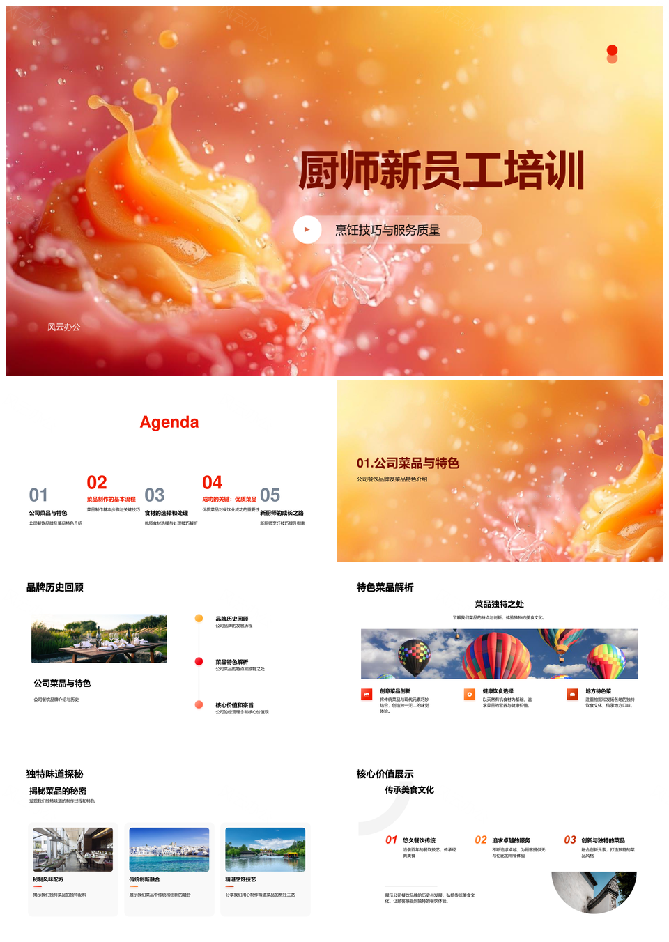 厨师新员工烹饪技巧食材服务与菜品培训PPT模板