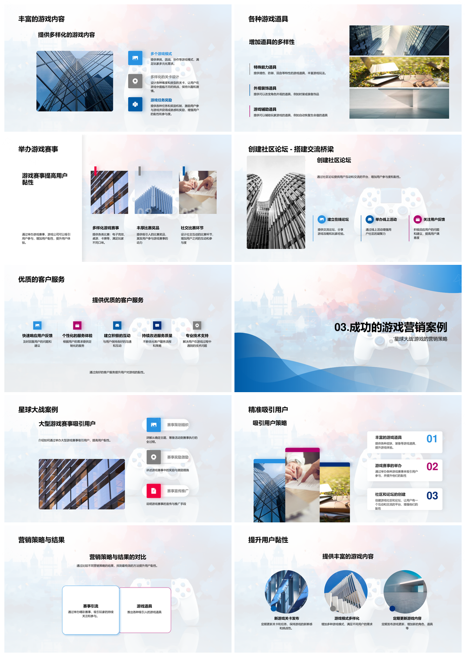 游戏营销运营策略提升用户黏性内容道具赛事PPT模板