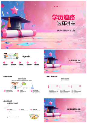 学历路径在线夜校在职教育职业发展终身学习PPT模板