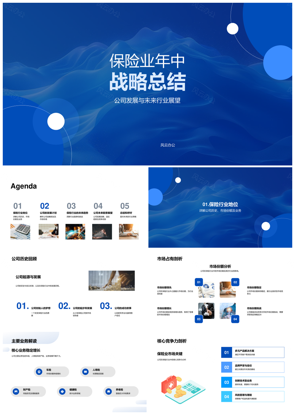 2025保险业年中战略总结发展历程市场业务核心展望PPT模板