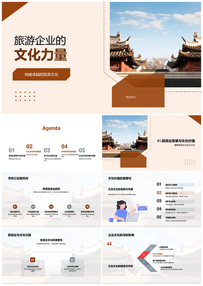 旅游企业文化力量提升服务与古建体验PPT模板