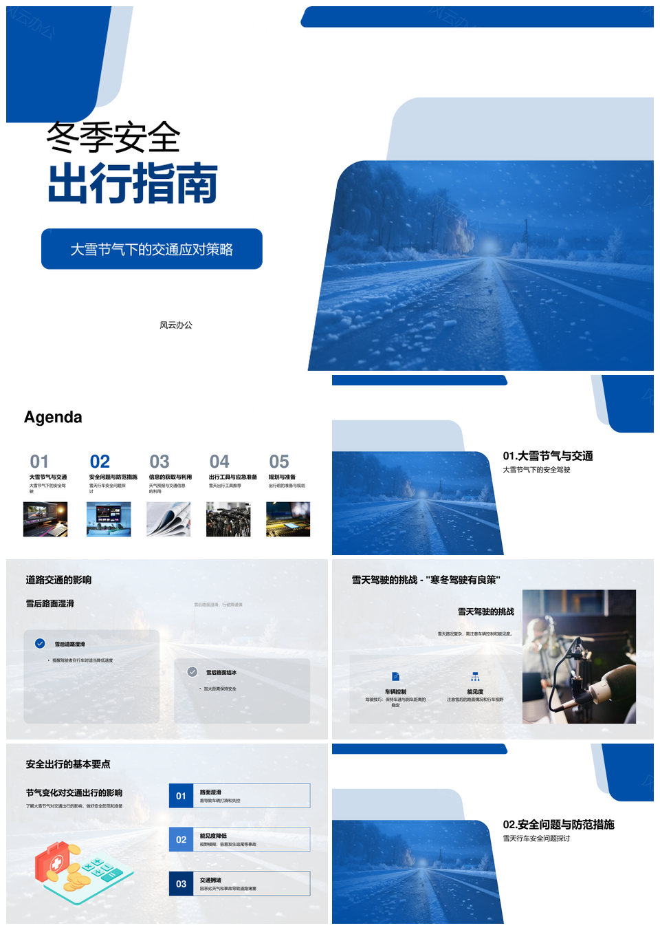 大雪冬季安全出行驾驶应对冰雪路面PPT模板