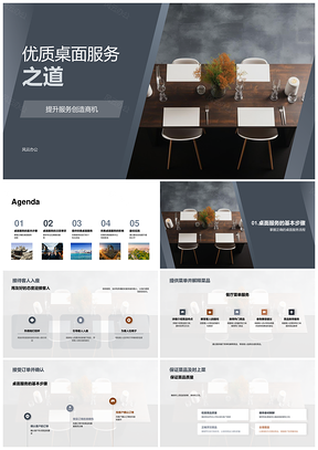 优质桌面服务商务礼仪培训创餐饮商机PPT模板
