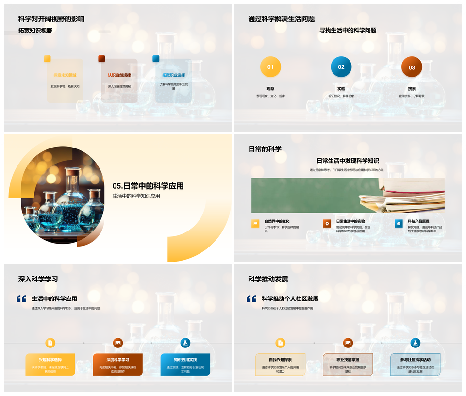 科学知识应用发展显微探秘社会生态PPT模板