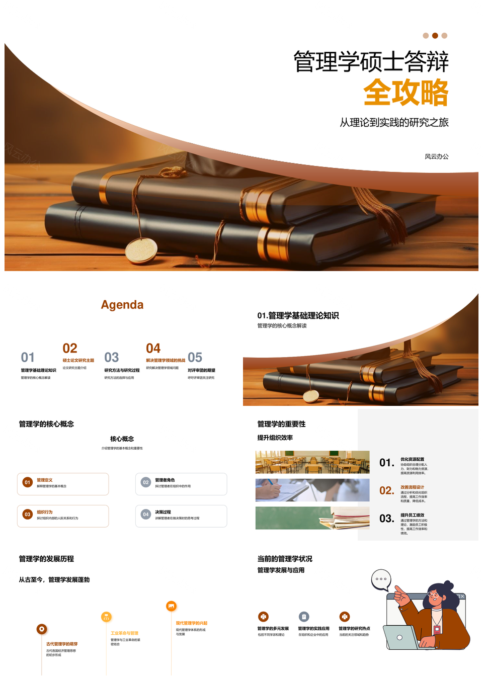管理学硕士答辩核心概念研究历程与方法PPT模板