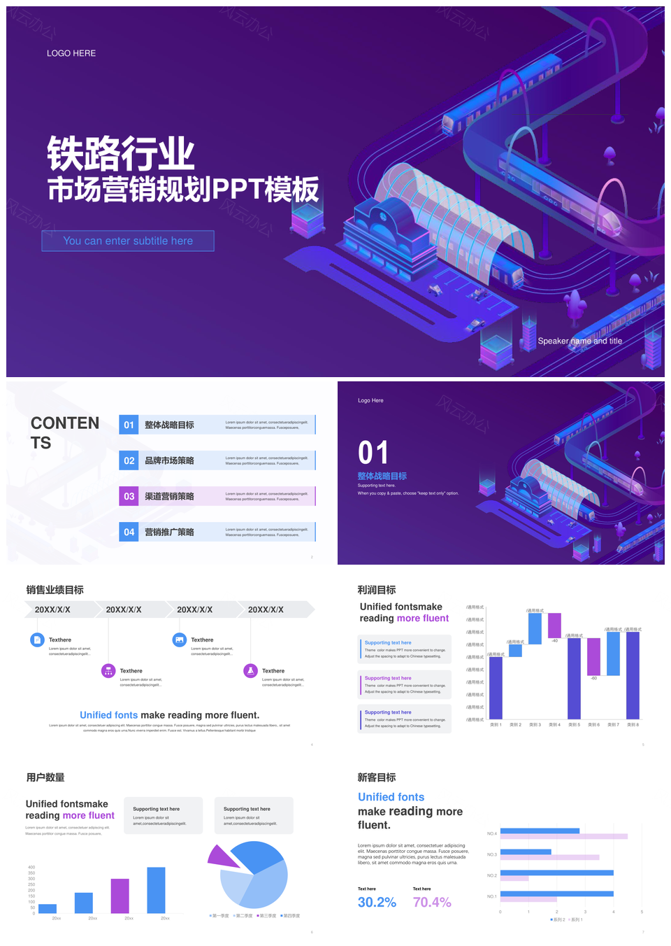 2025紫色科技铁路高铁营销规划PPT模板