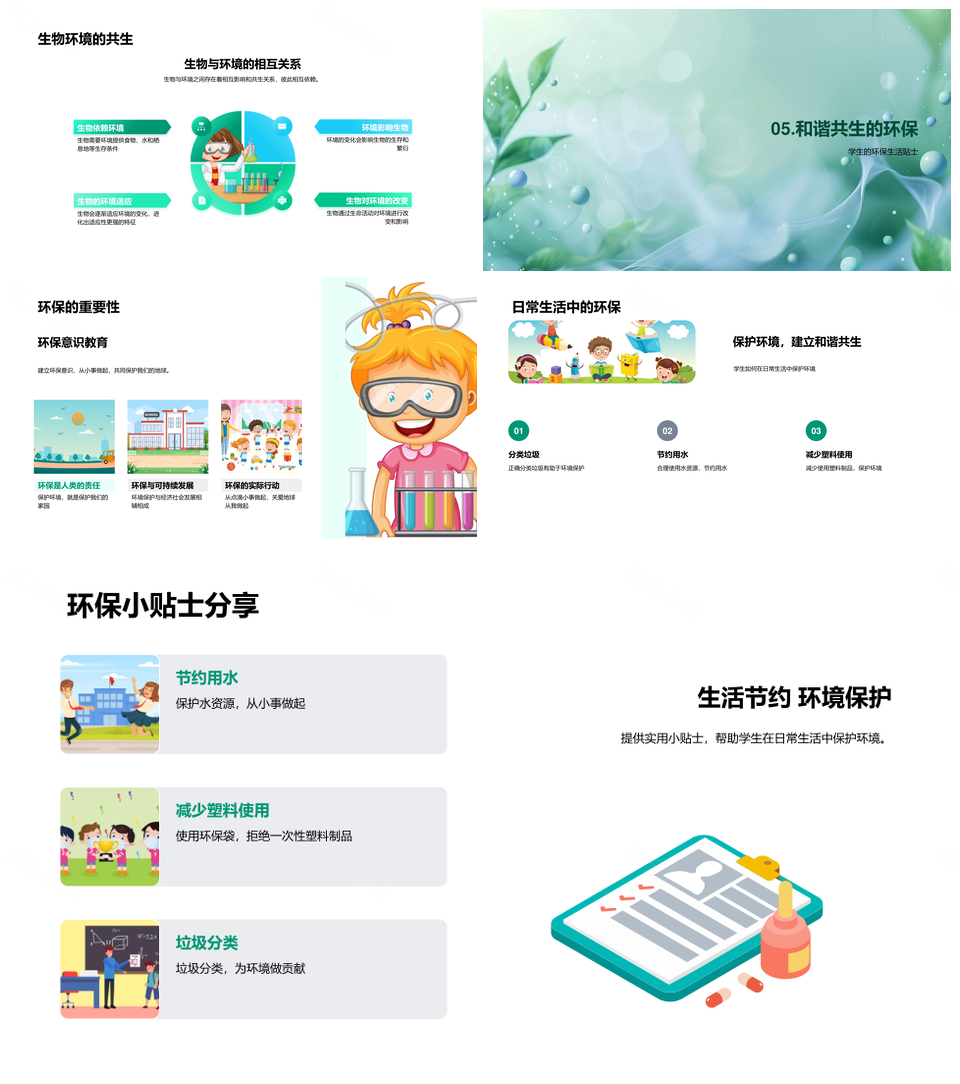 生物环境互动小学科学探秘PPT模板