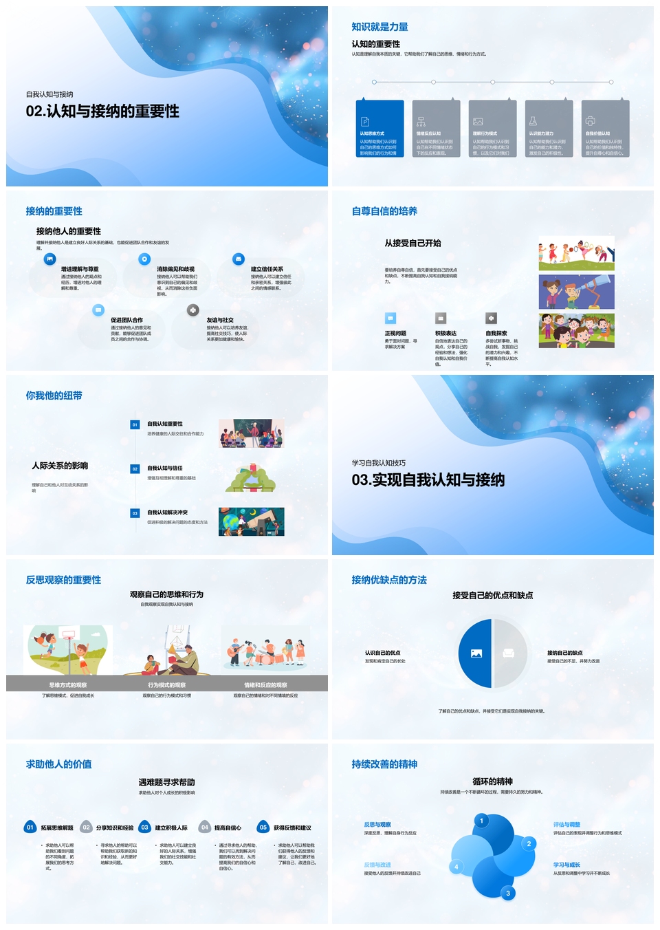初中生自我认知接纳教学培养自信人际PPT模板