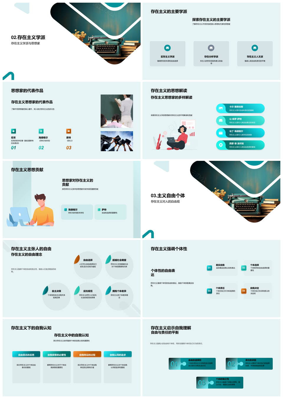 存在主义自由个体性哲学思想家道德价值观自我认知PPT模板