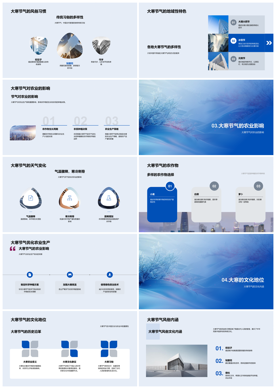 大寒农耕文化历史演变与农业生产气候地域特色PPT模板