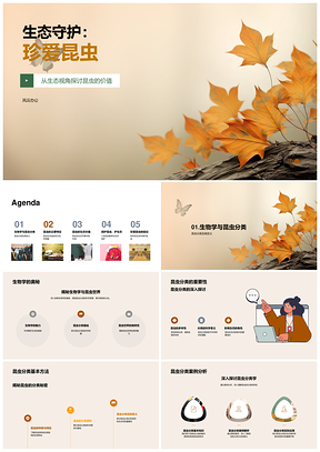 昆虫生态守护传粉分解生存策略PPT模板