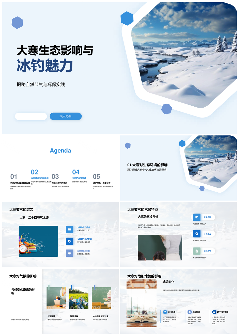 大寒生态冰钓气候地形环保实践PPT模板