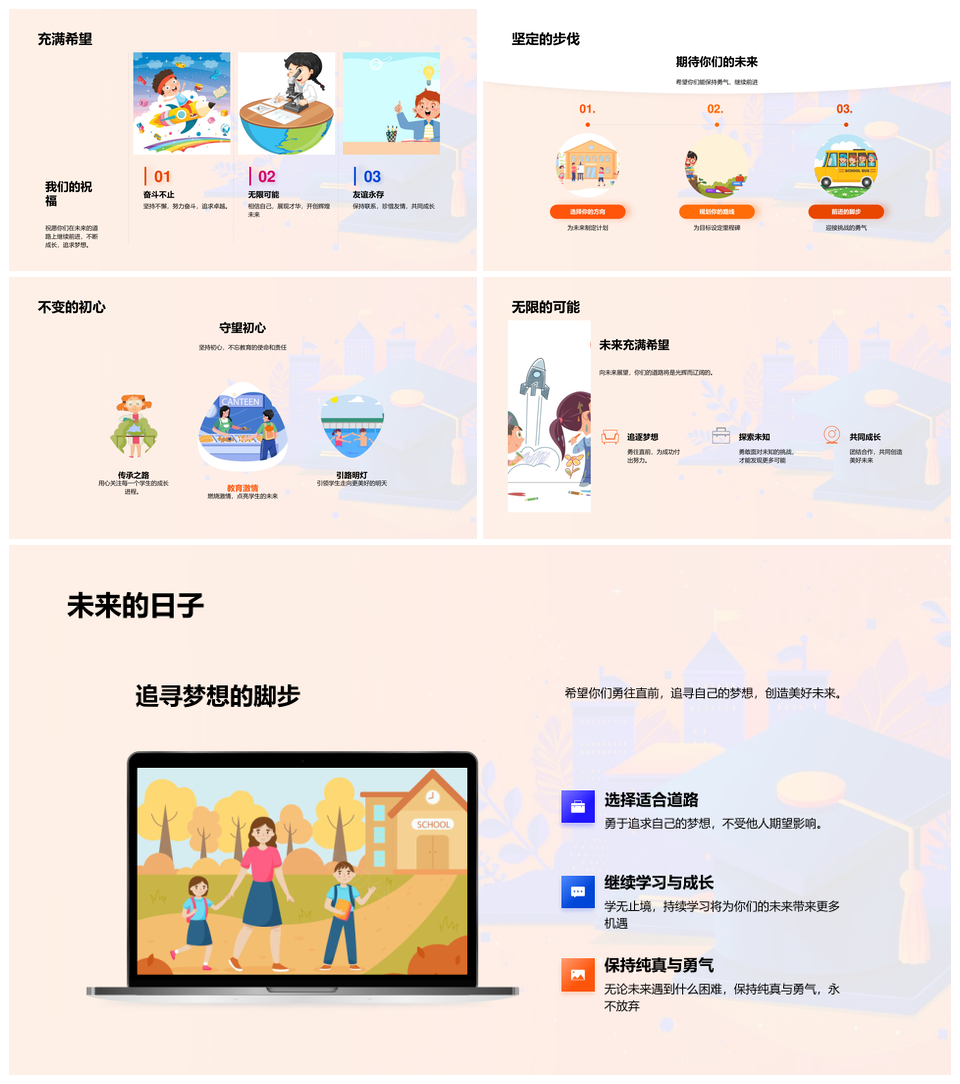 青春成长历程友情荣誉印记PPT模板