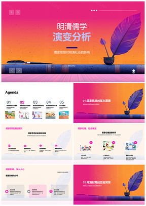 明清儒学思想演变与社会影响研究PPT模板