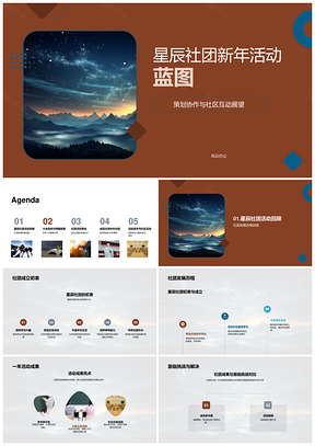 星辰社团协作活动规划社区互动展望PPT模板