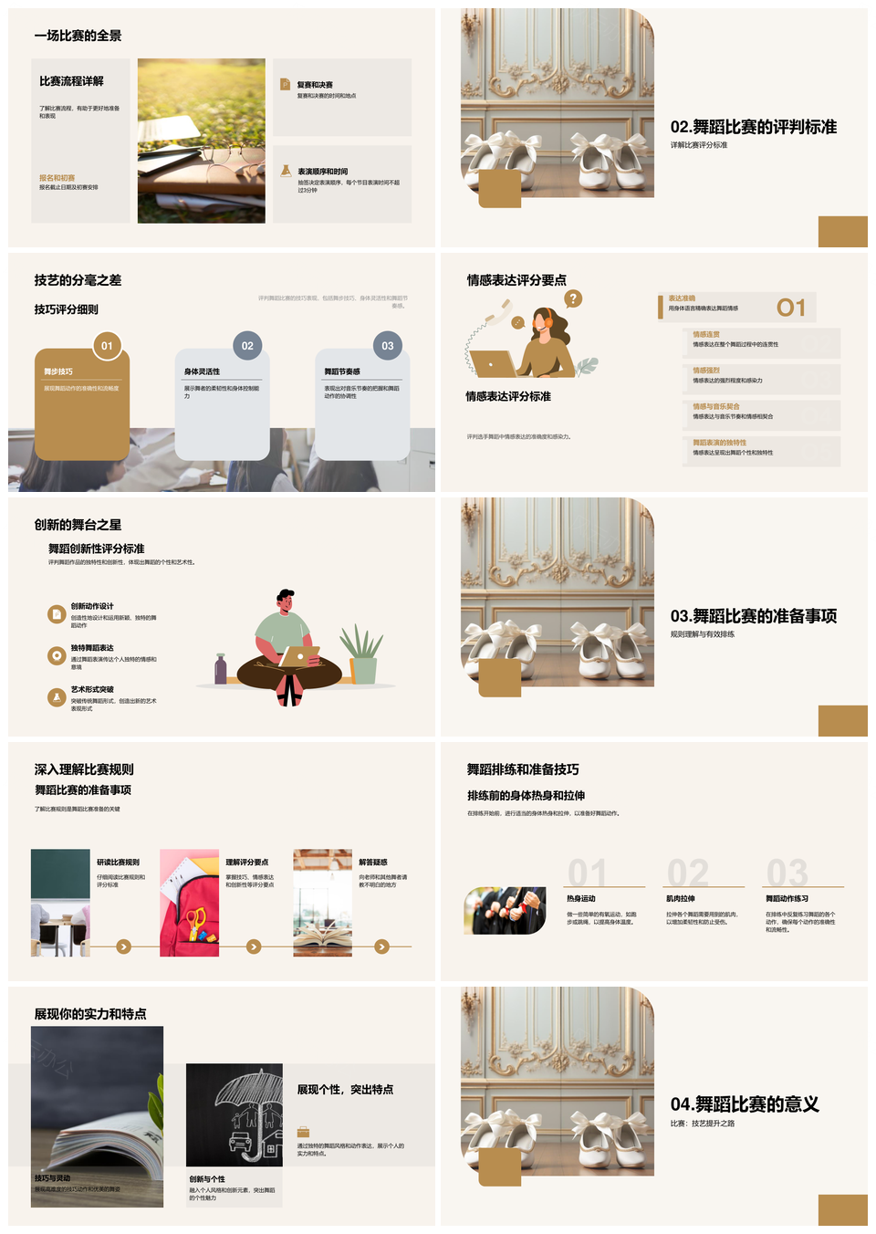 舞蹈赛制技巧创排竞艺绽情PPT模板