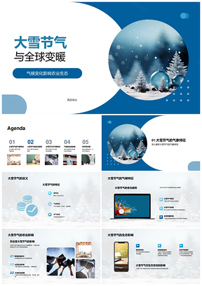 大雪节气雪量减全球变暖气候变化趋势PPT模板