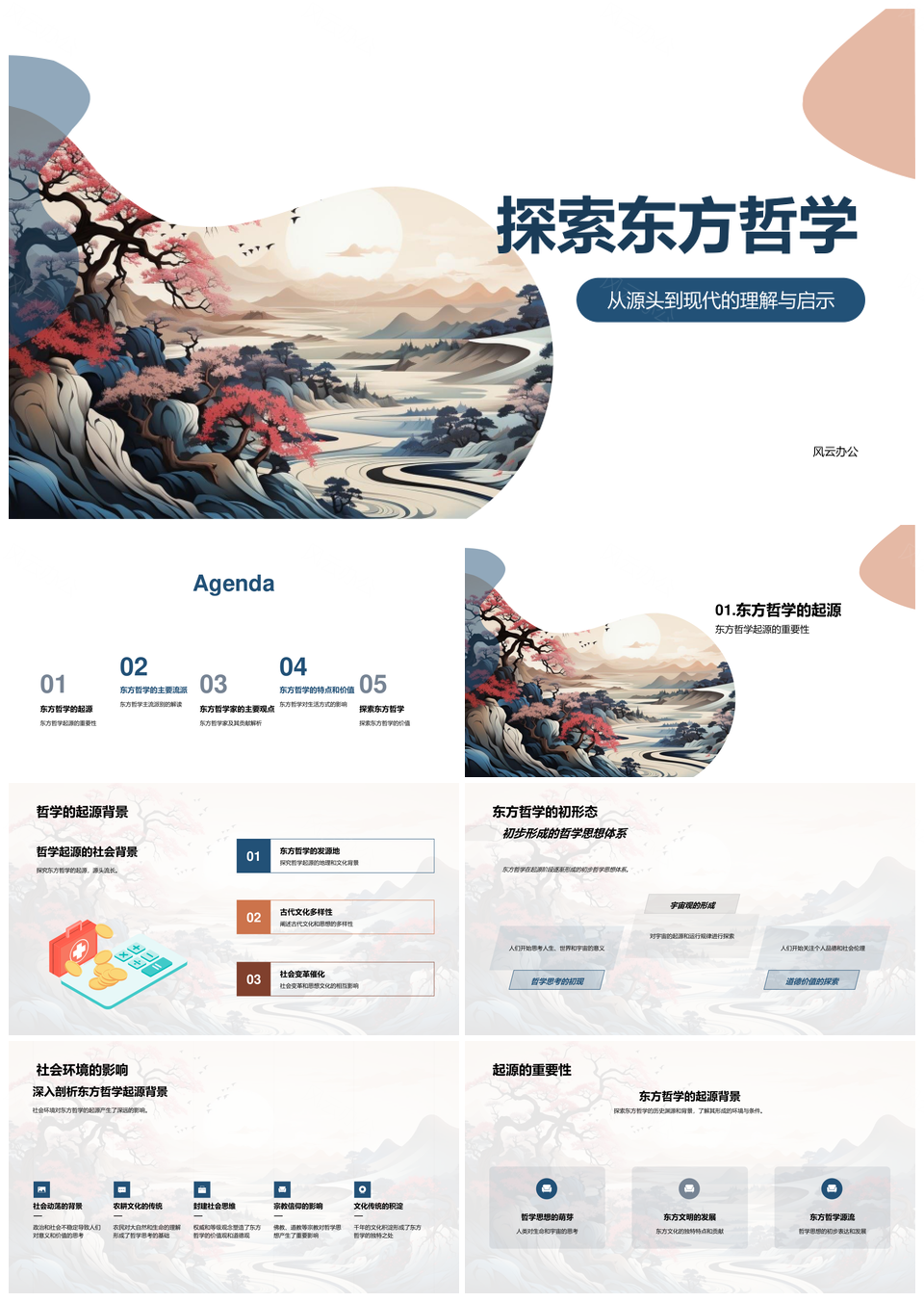 东方哲学儒道佛起源流派哲观探源PPT模板