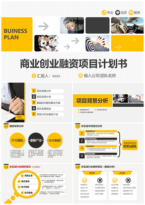 商业创业融资项目BP计划书PPT模板