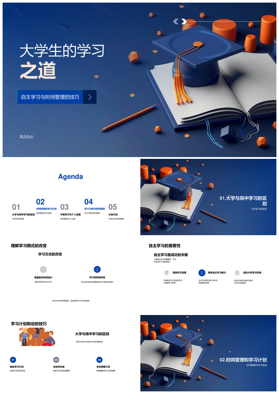 大学生自主学习目标规划与时间管理策略PPT模板