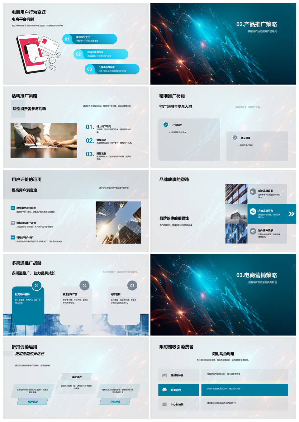 服装品牌电商运营与格子几何营销策略PPT模板