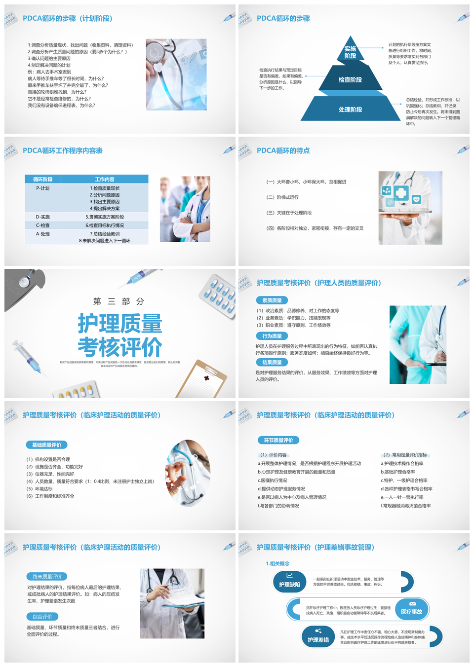 蓝色简约护理质量管理动态PPT医院宣传模板