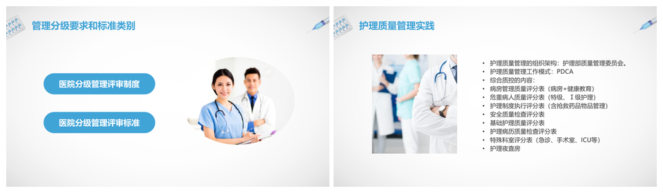 蓝色简约护理质量管理动态PPT医院宣传模板