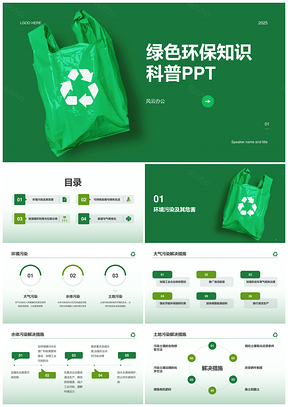2025环保简约培训课件绿色生活与塑料袋污染PPT模板