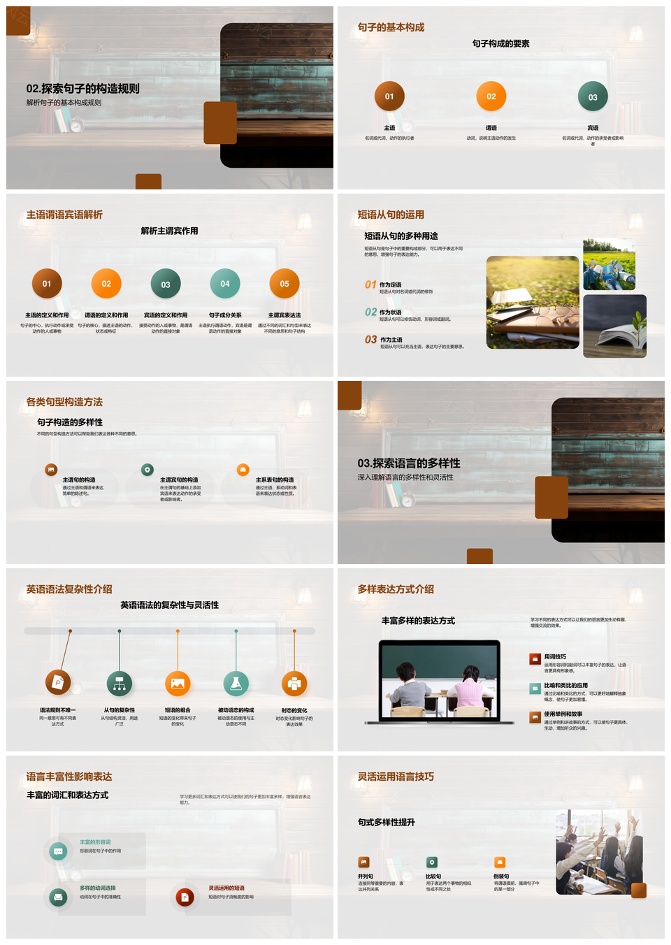 英语句子结构主谓宾简单复合句构造PPT模板