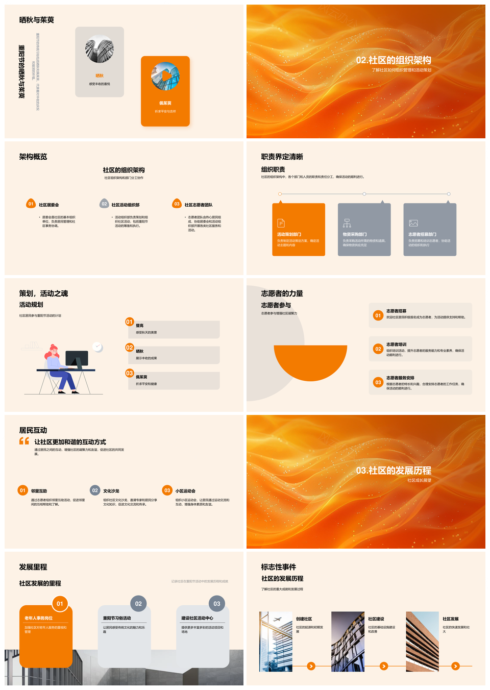 2025重阳社区传统文化登高健康讲座流程架构发展PPT模板