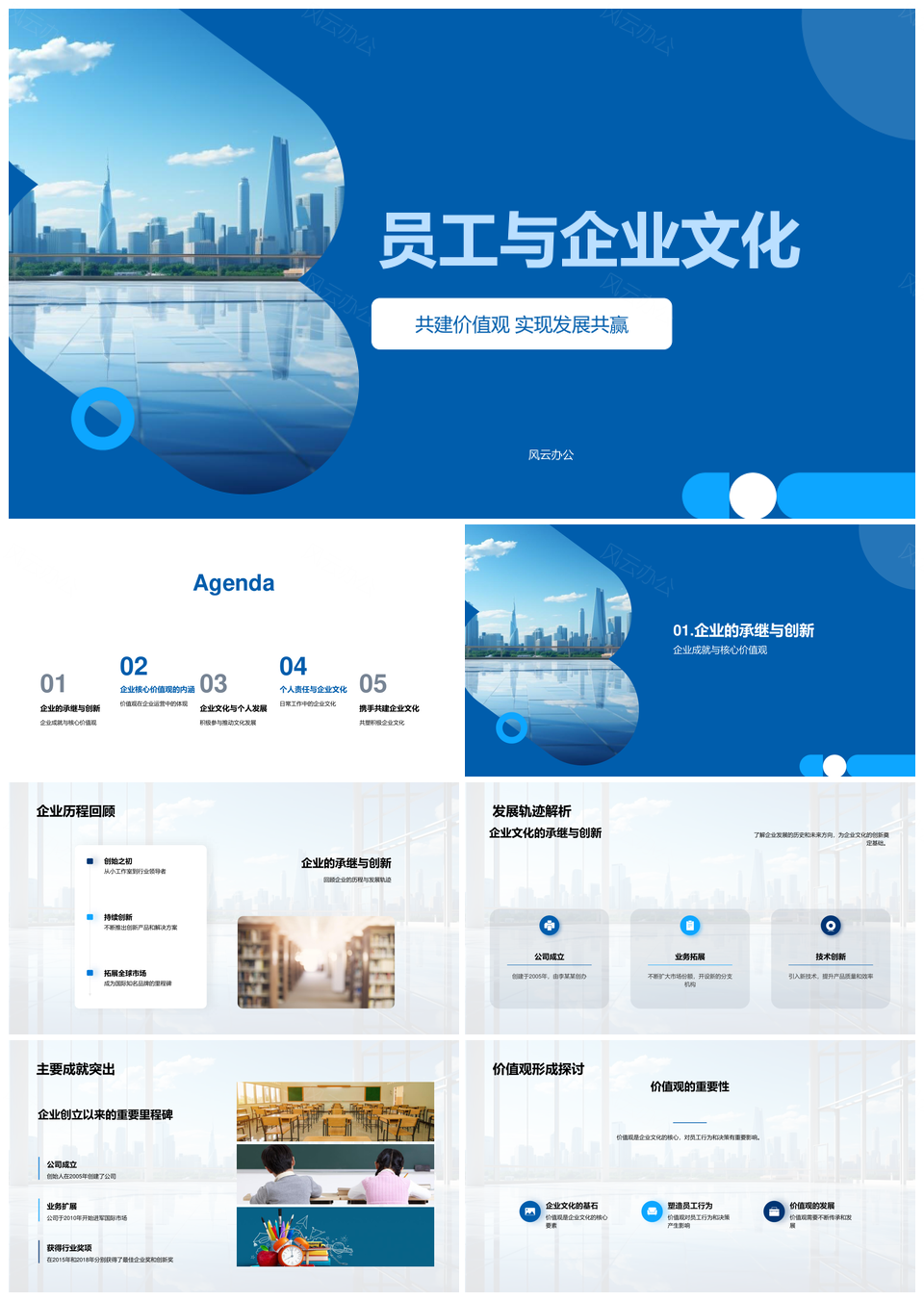员工企业共建核心价值传承创新共赢发展PPT模板