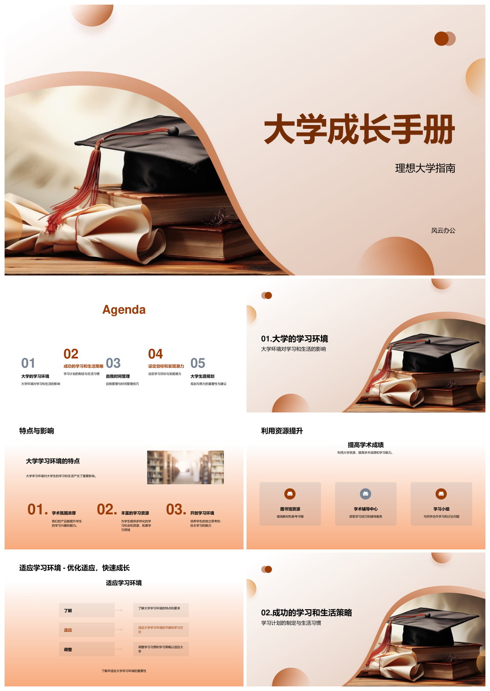 理想大学生活成长指南与自我管理PPT模板