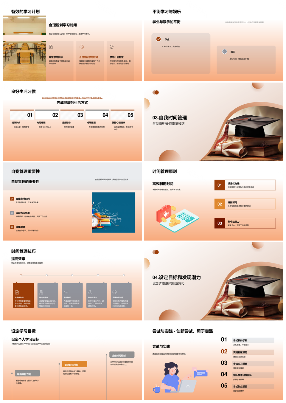 理想大学生活成长指南与自我管理PPT模板