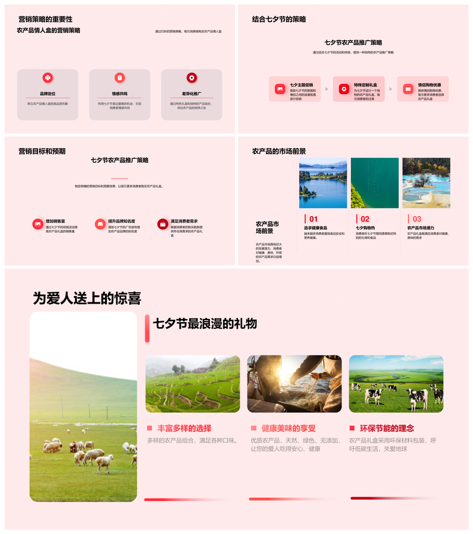 七夕农产品情人盒健康礼盒营养习俗趋势PPT模板