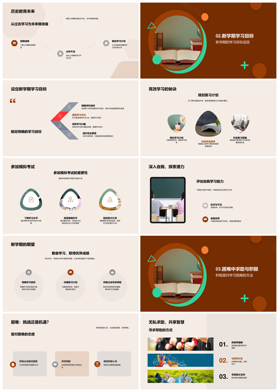 中考备战策略规划行动复习模拟考试学习教科书PPT模板