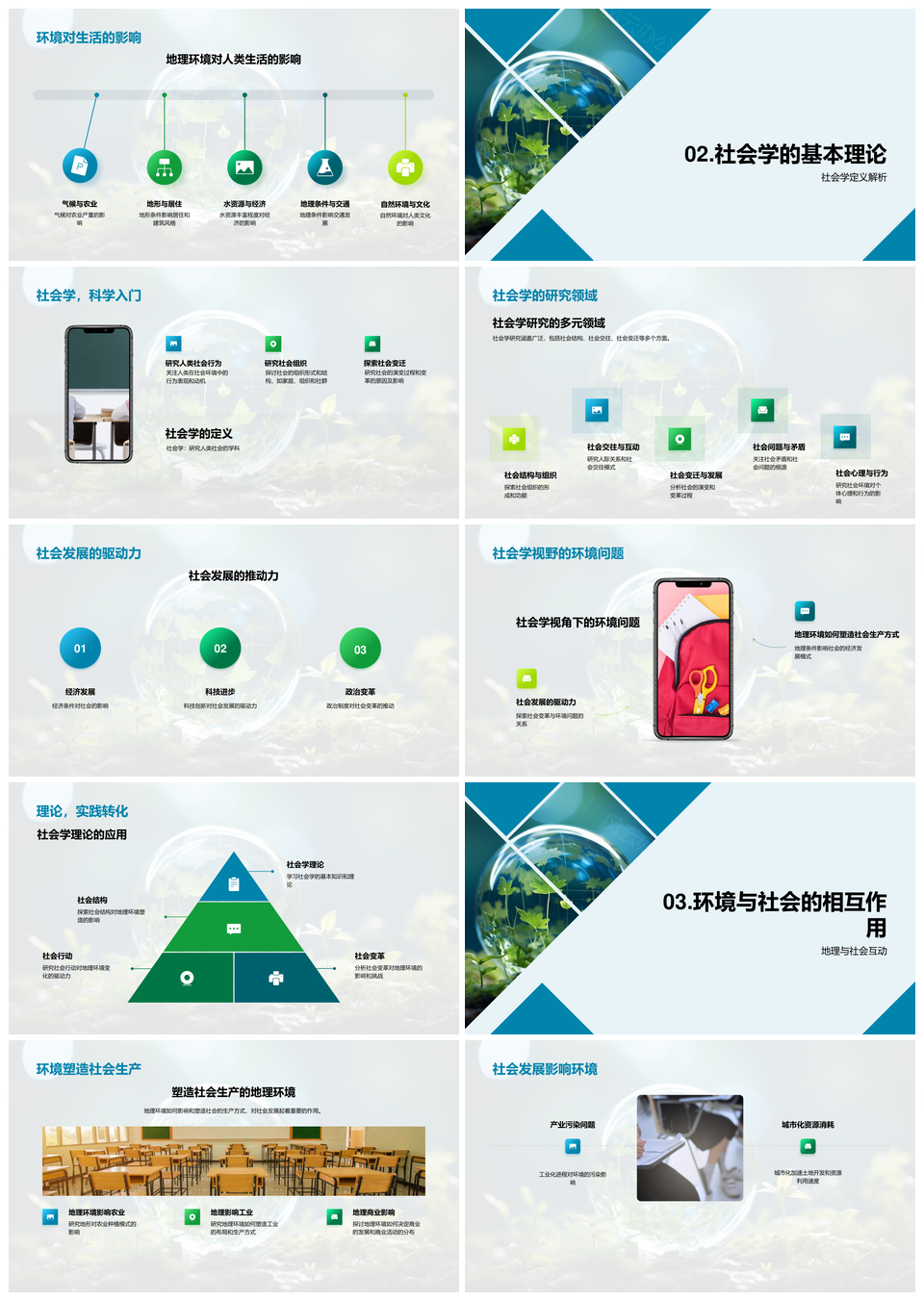 环社交融地理社会对话环保发展PPT模板