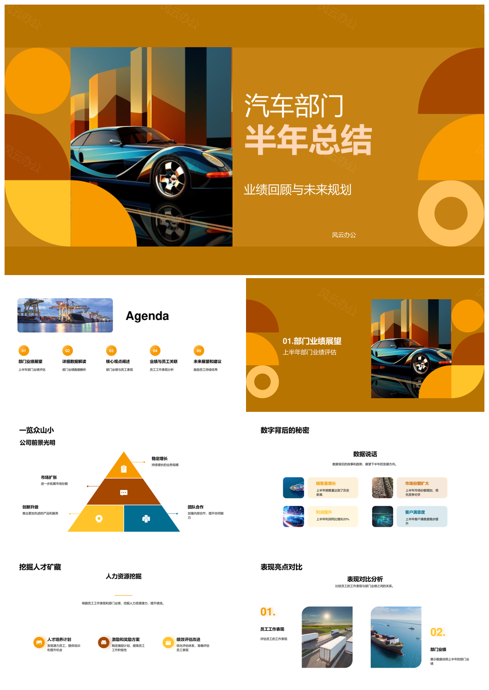汽车部门半年业绩总结与业务规划PPT模板
