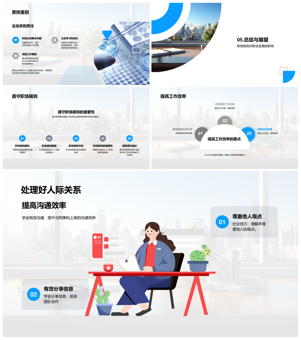 职场高效工作人际生存法则PPT模板