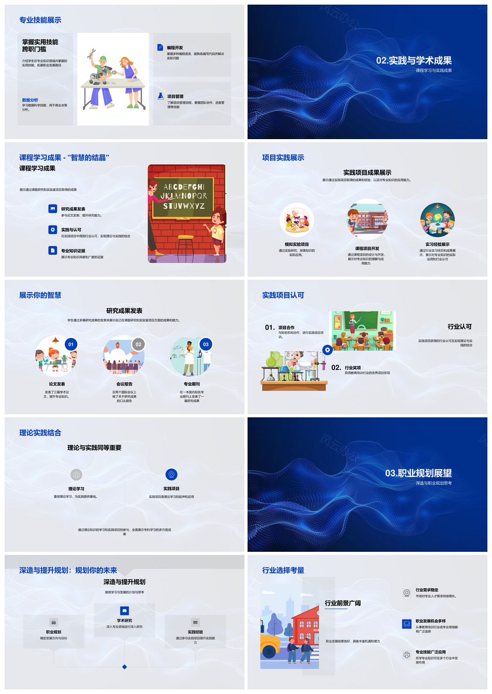 专科开题答辩专业理论实践结合研究方向PPT模板
