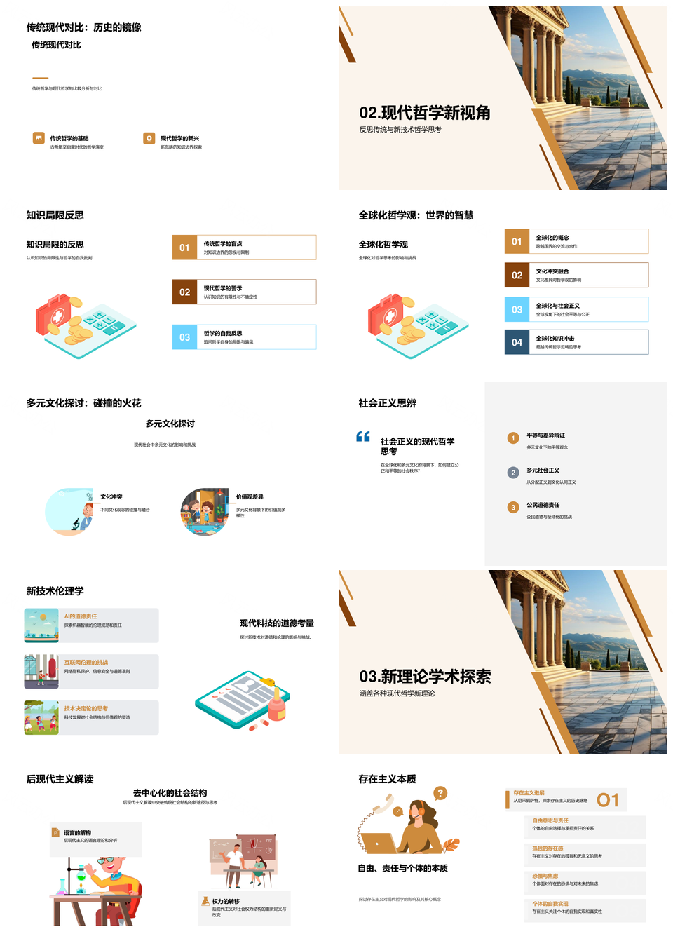 哲学再思传统现代流派与全球多元正义PPT模板