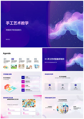 手工艺术教学材料工具流程创造潜力纸编陶艺PPT模板