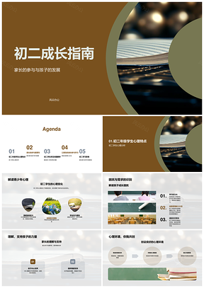 家长参与助力初二孩子成长发展PPT模板