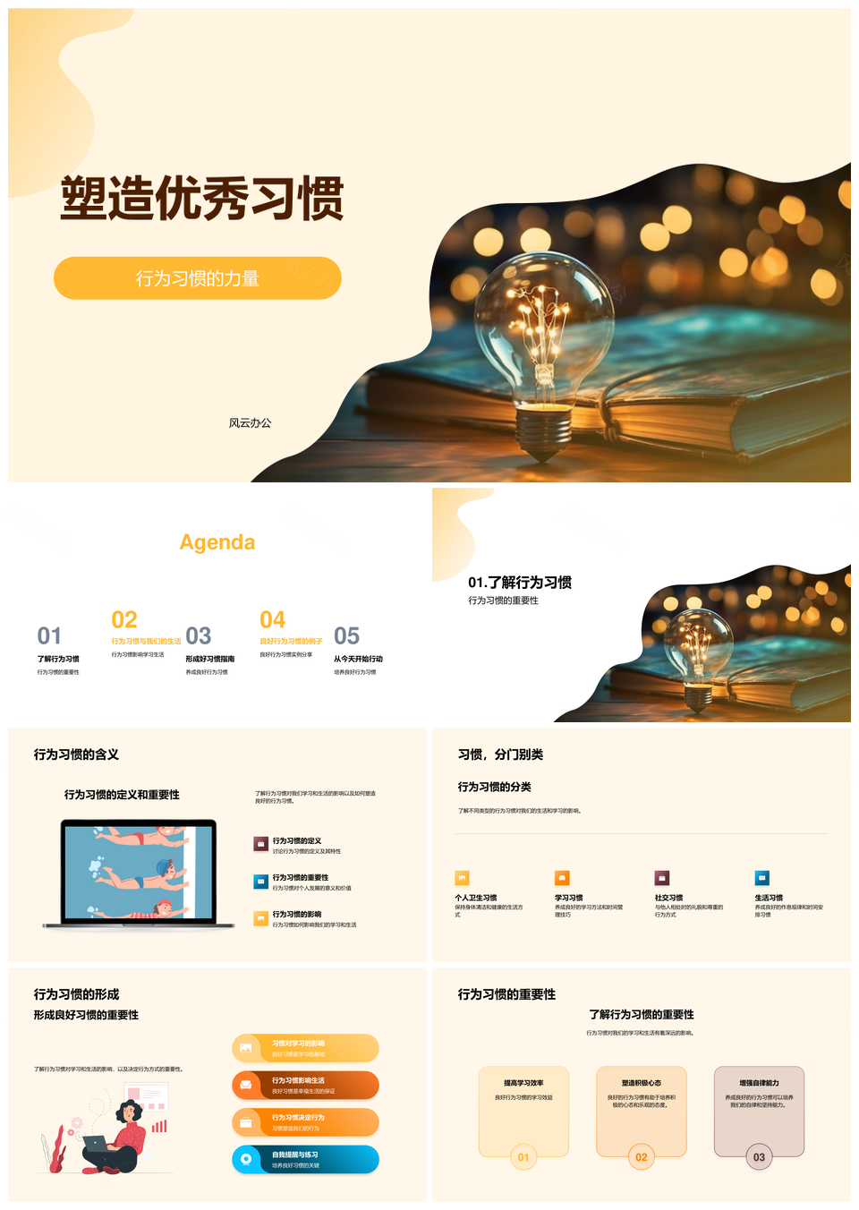 初二师生践习共塑优秀行为习惯PPT模板