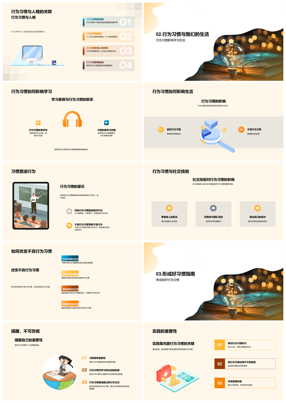 初二师生践习共塑优秀行为习惯PPT模板