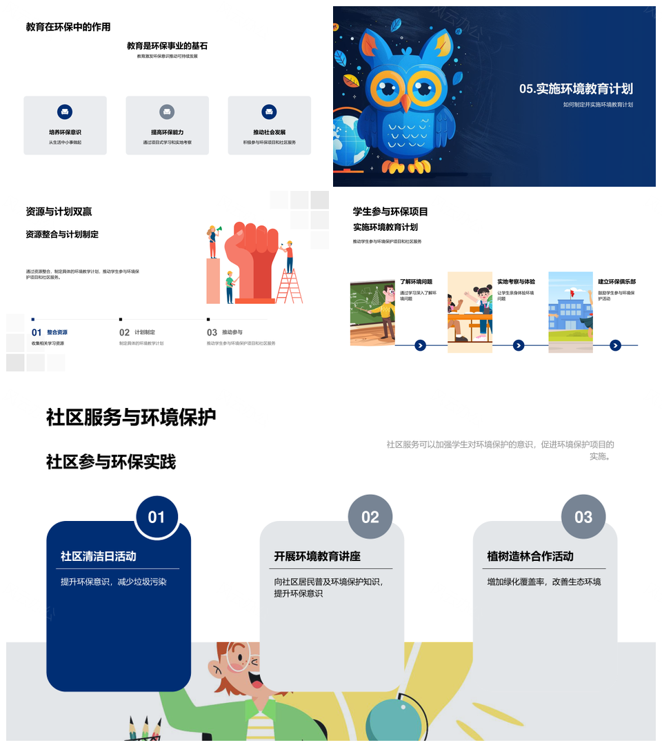环境教育生物多样性全球环境问题实践报告PPT模板